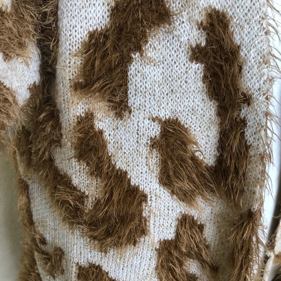 UNIQ Mocha Leopard Print Long Fluffy Textured Cardigan Size: S/M - Picture 5 of 16